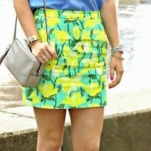 J. Crew Teal and Neon Floral Skirt Size 0